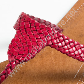 Tongs cuir femmes <br>tresse cobra rouge (044)